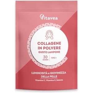 Vitavea Collagene Lampone Doypack - 3400 mg di Collagene Idrolizzato Tipo 1 - Con Vitamina C, E, Selenio - Azione Antirughe - Pelle Luminosa e Tonica - Gusto Lampone -150 g - Vitavea