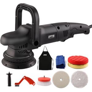 SPTA Lucidatrice Auto, SPTA Rotorbitale Lucidatrice Eccentrica, 125mm et 150mm Lucidatura Spugne, 6 velocità Variabile, 1000-3800 OPM, 2 Impugnatura, Sacchetto di Imballaggio, Vari Accessori- DAPSET-EU