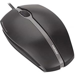 CHERRY GENTIX SILENT, Mouse Con Filo, Pulsanti Silenziosi Senza Clic, Sensore Ottico (1.000 dpi), Design Simmetrico, Cavo da 1,8 m, USB 2.0, Nero