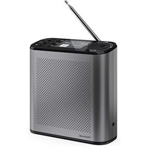 SHARP DR-P530(GY) Radio digitale portatile Osaka, DAB+, DAB e FM con RDS, Bluetooth 5.3, schermo a colori da 2,4", USB-C o batteria litio integrata, altoparlante integrato, connessione per cuffie.