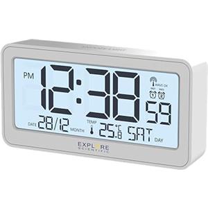 Explore Scientific, Radiosveglia, Orologio Led, Bianco