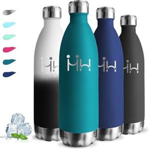 Grsta Borraccia Termica, Borraccia 1 litro, Senza BPA, Borraccie Acciaio Inox, Senza Perdite, Borracce Termiche, Mantiene Caldo per 12 Ore/Freddo 24 Ore, Borraccie Metallo per Scuole, Fitness, Campeggio