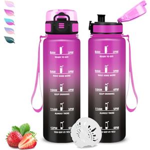 Grsta Borraccia, Borraccia 0,5 litri, Borracce Senza Perdite, Borraccie Motivazionale, Facile da Trasportare, Borraccie Orari, Bottiglia Graduata, Bottiglia Acqua per Sport, Campeggio, Bambina, Fitness