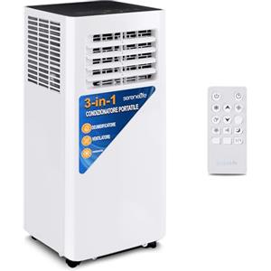 SereneLife Condizionatore Portatile 9,000 BTU, Deumidificatore e Ventilatore Integrati, Classe A, Kit Montaggio Finestra Incluso
