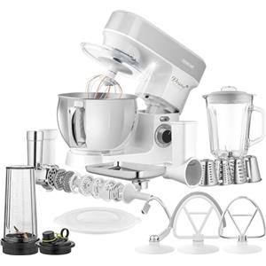 Sencor Robot da Cucina Multifunzione, Planetaria Potente 1200W, Accessori Completi, Ciotola Acciaio 5L, Illuminazione LED, Frullatore, Tritacarne, Cookie Maker e Coperchio Magnetico, STM 3789SL
