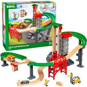 BRIO World - Set Magazzino Sollevo & Carica, Set Costruzioni Trenino in Legno da 32 Pezzi, Giocattolo per Bambino e Bambina 3+ Anni