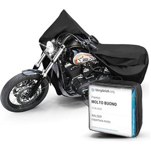 WALSER telo coprimoto L in robusto PVC, Premio Molto Buono* telo impermeabile, telo compatibile con vespa/scooter/motorino, moto, copertura moto per esterno, telo coprimoto nero 250x100x130cm