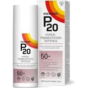 P20 Crema Solare Viso, Protezione Solare Anti Macchia Avanzata, Iperpigmentazione Defence SPF 50+, Previene le Macchie Scure, Con Niacinamide Vitamina C e Resorcinolo, 10 Ore di Protezione, 50 ml