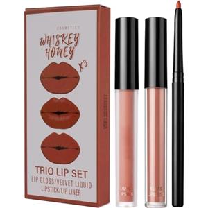 LOPHE 3PCS Rosso Opaco Rossetto Liquido, Lip Liner, Lucidalabbra Trio Lip Set, Impermeabile e a Lunga Durata Idratante Vellutato Lip Stain, One Step Labbra Kit Trucco#05