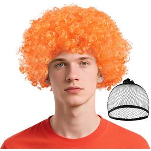 BSBUY Parrucca da Clown, Unisex Wig da Pagliaccio Afro, 2PZ Costume da Pagliaccio Parrucca con Retina per Capelli, Parrucche Riccia da Clown per Adulto Bambino per Halloween Carnevale Circo Cosplay