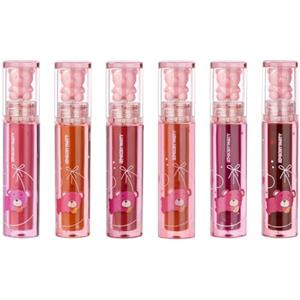 LOPHE Lip Glaze, 6 Pcs Rossetti Liquidi per Labbra, Gloss Idratante a Lunga Durata, Waterproof, Cute Bear Lip Gloss, Formula Non Appiccicosa