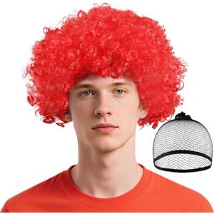 BSBUY Parrucca da Clown, Unisex Wig da Pagliaccio Afro, 2PZ Costume da Pagliaccio Parrucca con Retina per Capelli, Parrucche Riccia da Clown per Adulto Bambino per Halloween Carnevale Circo Cosplay
