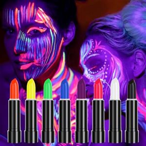 Aomig Fluorescenti Matite Trucco Truccabimbi, 8 Colori Face Body Painting Trucco per Viso, UV Fluorescente Colorato Neon Kit, Trucco Body Paint Pittura, Rossetto Professionale per Trucco Lavabile
