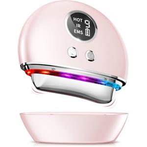 MRLI Massaggiatore Viso Lifting Antirughe Elettrico: Massaggio Viso e Collo con 9 Livelli Regolabili e 4 Modi - Dispositivo di Bellezza a 45℃ EMS Microcorrente con 3 Colori LED - Face Massager GuaSha Donne