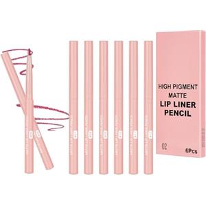 LOPHE Matita Labbra, 6 colori Set di Lip Liner, Penna per Labbra Impermeabile, Cremosa e Liscia, Non Sbava, A Lunga Tenuta, per Contornare le Labbra(B)