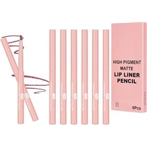 LOPHE Matita Labbra, 6 colori Set di Lip Liner, Penna per Labbra Impermeabile, Cremosa e Liscia, Non Sbava, A Lunga Tenuta, per Contornare le Labbra(A)