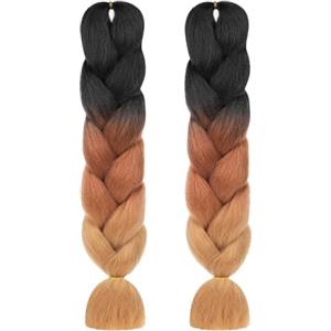 Aomig Allungato Intrecciare, 2pz Parrucca Estension dei Capelli Resistenti ai Calore, Parrucca Rasta per Crochet Twist Intrecciare i Capelli Africane Extension, Nero-Marrone Scuro-Marrone Chiaro