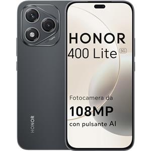 HONOR 400 Lite Smartphone 5G Dual SIM NFC, 8GB RAM 256GB Memoria, 108MP con pulsante AI telefono Android 15, 6.7 pollici AMOLED Eye-Care Display, 5230 mAh,IP64&SGS, Velvet Black [Versione italiana]
