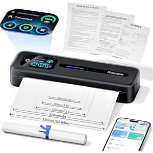 Phomemo M832D Stampante Termica Portatile A4, Stampante Termica Con Schermo Tattile Senza Inchiostro per Casa e Ufficio, Stampanti Mobili 300 dpi Compatibili con iOS e Android, Telefono e Laptop