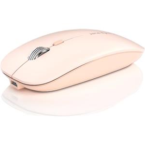 Uiosmuph Q5 Mouse Wireless Ricaricabile,Senza Fili Silenzioso 2,4G Mouse Portatile da Viaggio Ottico con Ricevitore USB per Windows 10/8/7/XP/Vista/PC,Rosa