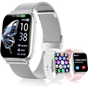 Miecgth Smartwatch Donna 1.83" TFT Orologio Donna con Chiamate Bluetooth Fitness Tracker 120+ modalità Sportive 24H Frequenza Fisiologia Femminile SpO2 IP68 Sonno per iOS Android (Argento)