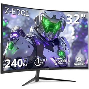 Z Z-Edge Z-Edge Monitor Gaming 32 pollici, 240 Hz, 1 ms, pannello VA Full HD 1080P, schermo LED curvo 16:9, luminosità 300 cd/m², 98% sRGB, FreeSync, HDR10, DisplayPort e HDMI, compatibile con VESA