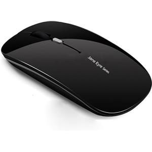 Uiosmuph Q5 Mouse Wireless Ricaricabile, Senza Fili Silenzioso 2,4G 1600DPI Mouse Portatile da Viaggio Ottico con Ricevitore USB per Windows 10/8/7/XP/Vista/PC/Mac (Nero)
