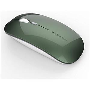 Uiosmuph Q5 Mouse Wireless Ricaricabile, Senza Fili Silenzioso 2,4G 1600DPI Mouse Portatile da Viaggio Ottico con Ricevitore USB per Windows 10/8/7/XP/Vista/PC/Mac (Verde)