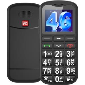 Ufferson T180 4G Telefono Cellulare per Anziani con Tasti Grandi | Volume alto | Funzione SOS丨Chiamata Rapida | 1.8" Display | Batteria da 1000 | Cavo USB C | tutti i vettori | Slot per Nano SIM |Nero