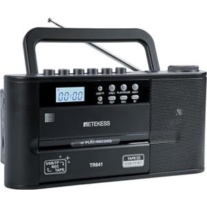 Retekess TR641 Lettore di Cassette,Radio Portatile,Registratore,FM AM,Scheda USB/TF,Connessione Wireless,Funzionamento Della Batteria o Alimentazione CA,Riprodurre Vecchi Nastri