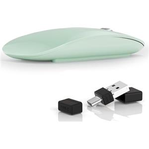 Uiosmuph G11 Mouse Wireless Ricaricabile, Mouse Senza Fili Silenzioso, 2,4 GHz con Ricevitore di Tipo C e USB per Laptop/PC/Mac/Chromebook,green