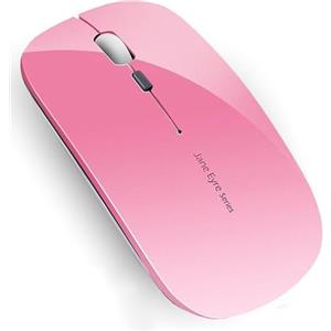 Uiosmuph Q5 Mouse Wireless Ricaricabile, Senza Fili Silenzioso 2,4G 1600DPI Mouse Portatile da Viaggio Ottico con Ricevitore USB per Windows 10/8/7/XP/Vista/PC/Mac (Rosa)