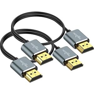 Twozoh Cavo HDMI Flessibile e Sottile 0,5M 2 Pezzi, Cavi HDMI Ultra Sottile Supporta alta velocità 4K@60Hz 18gbps 2160P/1080P