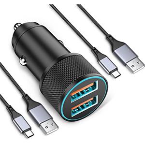 LUOSIKE USB C Caricatore Auto per iPhone 17 Air 16 16e 15 Pro Max, Samsung Galaxy S25/S24/S23, Google Pixel 9/8/7, 36W Presa USB Accendisigari Caricabatterie Adattatore con 2 Cavi Tipo C