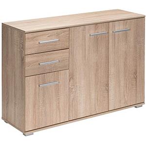 Casaria Cassettiera Alba 3 Ante con Ripiani 2 Cassetti 107x75x35cm Comò Armadietto Ufficio Mobiletto