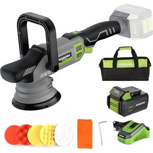 WORKPRO Lucidatrice per Auto 20V, Lucidatrice Orbitale a Doppia Azione, 7 Velocità (2000-5000 Giri/Min), Impugnatura a D Rimovibile, con Borsa, per Lucidare Auto, Pavimenti, Piastrelle, Mobili