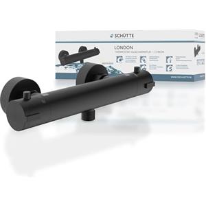 SCHÜTTE LONDON 52466 - Miscelatore termostatico per doccia con protezione antiscottatura a 38 °C, termostato per doccia, colore: Nero opaco