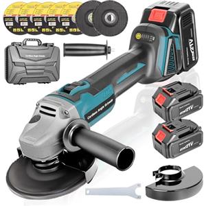 SINGTIP Smerigliatrice Angolare a Batteria 125 Compatibile con Maa-kita 21V Batterie, Flessibile con Batteria 2x3.0Ah 9000 Giri/min, con 5 Dischi da Taglio & 2 Dischi Lamellari per Tagliare, Lucidare