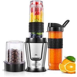 HOUSNAT Frullatore 500W, con 280ml Macinacaffè Elettrico, 24.000 Giri/min, 2 Borraccia Sport 570ml, Frullatore per Frullati e Smoothie senza BPA, Lame in Acciaio, Lavabile in Lavastoviglie