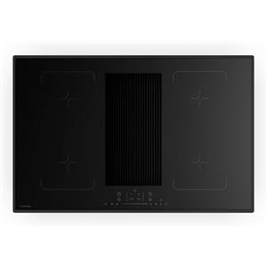 Klarstein Velaire Flex Piano Induzione con Cappa Integrata - 80cm, 4 Zone, 8400W Boost, Touch Slider, Timer, Blocco Bambini, Cappa 597 m³/h, Vetro Nero, Piano Cottura Cappa Integrata