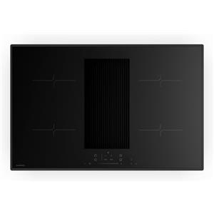 Klarstein Velaire Piano Induzione con Cappa Integrata - 4 Zone, 8400W Boost, Touch Slider, Timer, Blocco Bambini, Rilevamento Pentole, Vetro Nero, 80cm, Piano Cottura Cappa Integrata