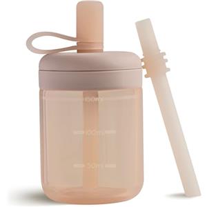 Moonkie Borraccia con Cannuccia, Bicchiere Antigoccia Bambini Silicone, Bicchiere con Cannuccia, Tazza con Cannuccia senza BPA, per Lavastoviglie, 6 Mesi+, 5oz(Blush)