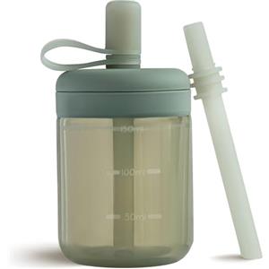 Moonkie Borraccia con Cannuccia, Bicchiere Antigoccia Bambini Silicone, Bicchiere con Cannuccia, Tazza con Cannuccia senza BPA, per Lavastoviglie, 6 Mesi+, 5oz(Verde grigio)