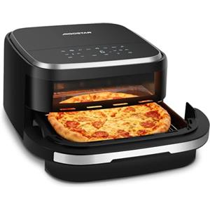 Aigostar Friggitrice ad Aria XXL 27.3 * 27.3cm, 2200W Silenzioso Extra-Crisp Technologie + Doppia Resistenza, 11 Programmi (Pizza Surgelata), Touchscreen, Finestra Illuminata, Interno Metallico