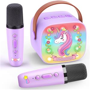 Dislocati Regalo Bambina 3-12 Anni, Karaoke per Bambini con 2 Microfono Wireless Karaoke Unicorno Bambina Regalo Giochi Bambina 3-12 Anni Microfono Bambini Bluetooth Giocattoli Regali Natale Bambina