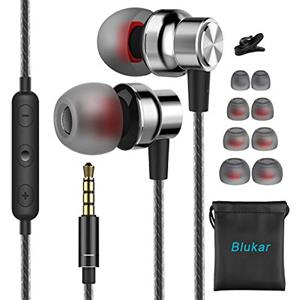 Blukar Auricolari, Cuffie in-Ear Stereo con Microfono e Controllo del Volume - Alta Definizione, Bassi Potenti, Isolamento del Rumore, Suono Puro Compatibile con iPhone, iPad, Altri Smartphone Android