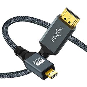 Twozoh Cavo Micro HDMI a HDMI Corto 0,3M, Micro HDMI Tipo D a HDMI Tipo A supporta 4K/60Hz 1080P 2.0a/b 2.0/1.4a Per Gopro/Sony A7m3/ PI 4