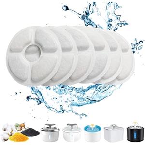 PewinGo Filtri Fontanella per Gatti, Filtro per 2-2.5L Fontana, Filtri di Ricambio per Fontanella Animali Domestici con Resina e Carboni Attivi per Dispenser Acqua Automatico（6 Pezzi)