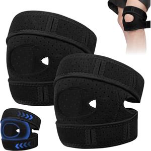 Fefod Ginocchiera Ortopedica, Ginocchiera a Compressione Doppia Rotula con Apertura Rotulea e Imbottiture in Silicone, Tutore Ginocchio Regolabile per Corsa,Sport, Artrite, Tendinite