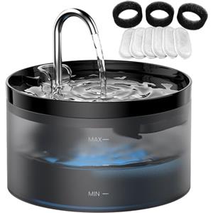 GIOTOHUN Fontanella per Gatti Fontanella Gatto: Fontana per Gatto - Forma di Rubinetto - Pompa Dell'acqua Super Silenziosa, Nero-2L+6 Filtris+3 Spugnas